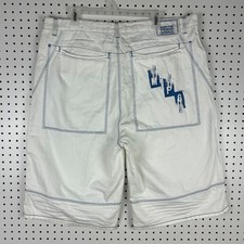 Girbaud 90s Hip Hop White Baggy Shorts Size 40 Stitched Embroidered Logo Patch picture
