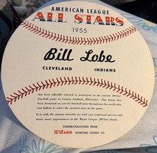 Very Rare Bill Lobe 1955 All Star Game Locker Name Plate 8.5
