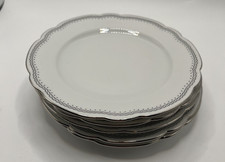 RARE Vintage Seltmann Weiden Bavaria Inka Platinum Silver Trim Bread Plates Set picture