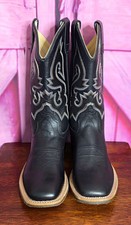 Durango Kids Black Leather Western Cowboy Boots BCBSP23P7 US 5 picture