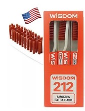 3X Wisdom 212 Smokers Extra Hard Brown Bristle Tooth Brush.USA Seller( 3pieces) picture