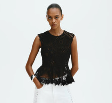 H&M Edition CROCHET-LOOK PEPLUM TOP SIZE S- SOLD OUT picture