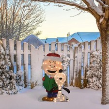 LED Lighted Peanuts Charlie Brown and Everyone's Favorite Dog Caroling Outdoor C picture