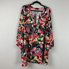 Catherines Muse Pintuck Tunic Shirt Size 6X Floral 3/4 Sleeves Popover picture