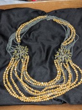 Rodrigo Otazu Vintage Yellow Crystal Bead Tiered Statement Necklace picture