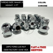 FIT FORD F-150 2015-2020 OEM REPLACEMNT SOLID LUG NUTS 14X1.5 THREAD CHROME 24PC picture