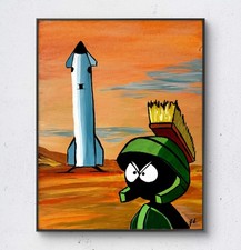 JANICEART 14x11 Original Mars SpaceX Cartoon Neo Abstract Collectible Wall Art picture