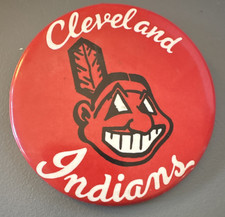 Vintage c.1948-50 Cleve Indians Chief Wahoo 3.5” Pinback Button VERY RARE picture