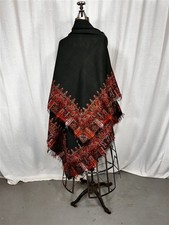 antique paisley shawl throw woven 63 x 63 inches w/fringe wool 1800s picture