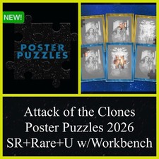 ATTACK OF CLONES POSTER PUZZLES SR+R+U SET+WORKBENCH-TOPPS STAR WARS CARD TRADER picture