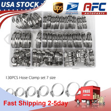 130pcs Adjustable Hose Clamps Worm Gear Stainless Steel Clamp Assortment Kit picture