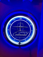 Lincoln Continental Motors Auto Garage Man Cave Neon Style Retro LED Clock Sign picture