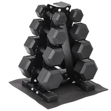 BalanceFrom Dumbbell Set with Stand, Rubber Encased Home Gym Hand Weights, 100lb picture