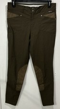 KERRITS Crossover Knee Patch Riding Breeches Womens XL Olive Green Equestrian  picture