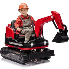 Yellow/Blue/Red 12V Battery Power Kids Ride On Excavator Bulldozer 360° w/Remote picture