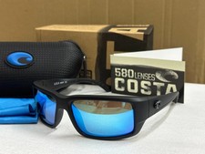 Costa Del Mar FANTAIL Matte Black /blue Mirror Polarized Sunglasses 580p picture