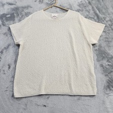 Vintage Worthington Sweater Top Womens XL Cream Short Sleeve Textured Knit picture
