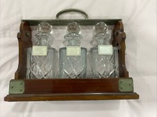 Antique Betjemann’s London patent 3 bottle mahogany tantalus circa 1900 13