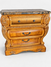 Michael Amini Ornate Carved Wood Marble Top Chest of Drawers 3-Drawer Baroque picture
