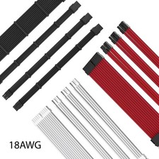 PC Gaming Desktop ATX 24PIN 8PIN 6+2PIN Braided 18AWG Extension Cable Wire Mod picture