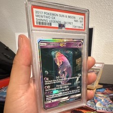 2017 Pokemon Shining Legends Mewtwo GX Secret Rare Holo 78/73 PSA 8 picture