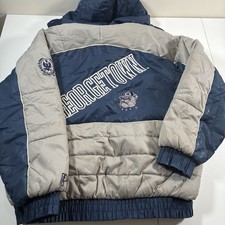 Vintage Georgetown Hoyas PRO PLAYER Puffer Coat Large Spell Out Jacket 90s Y2K picture