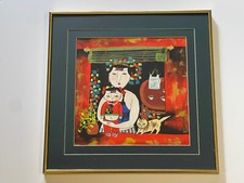 Wu Chi Yong Painting Chinese Modernist Listed Expressionism Vintage Portrait Cat picture