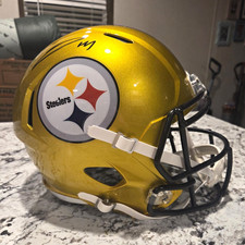 George Pitkins Full Size Pittsburgh Steelers Gold Football Helmet JSA Authentic picture