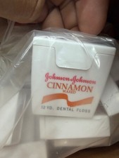 Vtg Johnson & Johnson Cinnamon Waxed Dental Floss 144 packs, 12 YDs each pack picture