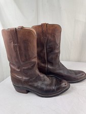 Lucchese Men's Boot Size 12 EEE Brown Leather Cowboy Western Shoe VTG USA FrShip picture