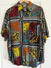 Vintage 90s Unionbay Baroque Patchwork Silk-Feel Rayon Shirt Small picture