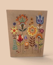 Vintage 70s Crewel Multi Color Floral Flowers Completed Wall Art Embroidery Rare picture