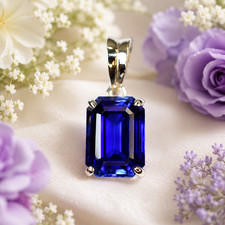 AAA Elegant Blue Sapphire 33+Ct Certified Natural 925 Sterling Silver Pendant picture
