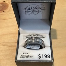 Brilliance Fine Jewelry Tungsten/Stainless Lab-Created Diamond Band 3/8ct Size 9 picture