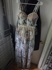 Stunning AKIRA sheer floral embroidered maxi dress featuring a structured corset picture