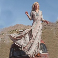 Boho Floral Maxi Dress Cocktail Party Summer Beach Flowy Tassel Long Sundress picture