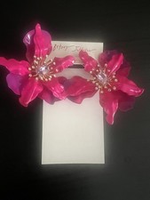 Betsey Johnson Garden Floral Orchard Earrings - Huge Hot Pink (Hard to Find) picture