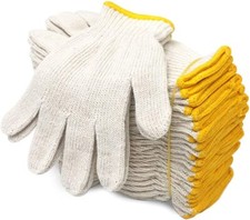 EvridWear Cotton Polyester String Knit Work Gloves Without Dots, 12 Pairs picture
