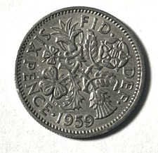 1959 Great Britain 6 Six Pence Wedding Coin. Combined Shipping. picture