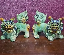 FU/FOO DOG Chinese Guardian Shishi Lions Male Female Feng Shui 1950s Majolica picture