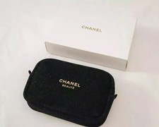 CHANEL Beaute Cosmetic Makeup Bag Pouch Clutch Sparkling BLACK GOLD w/ Gift Box picture