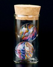 Bryan Trillas Glass Marbles/Set of 2 UV Peewee Filigree Marbles/#004/~0.7inch picture