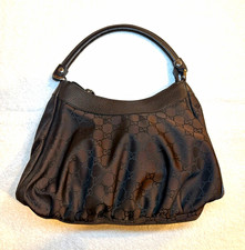 Gucci Brown GG Pattern Shoulder Bag Top Handle Zip Closure Gold Hardware picture