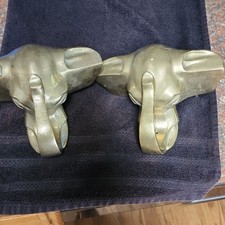 2 Antique solid brass elephant head footrest rail brackets for bar rail  picture