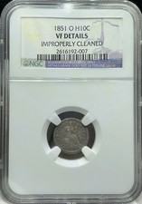 1851 O NGC VF Detail - Silver Seated Half Dime H10C US Coin picture