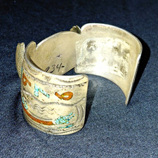  Vintage Native American Silver Watch Cuff - Hyson Craig 1976 Bicentennial  picture