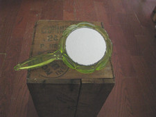 Vintage Boyd's Uranium Glass Hand Held Vanity Mirror picture