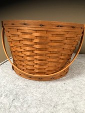 Vintage 1996 Longaberger Sewing Basket Solid Bottom 1 Swinging Handle 13.5
