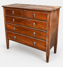 Antique Solid Wood Dresser Chest of Drawers with Brass Pulls Vintage Furniture picture