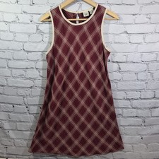 Vtg 90s Gap Plaid Mini Dress Womens Sz M Sleeveless Burgundy Academia Clueless picture